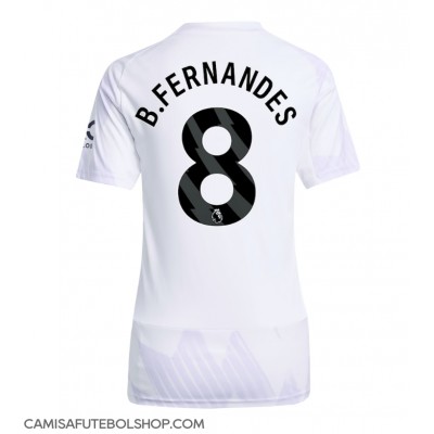 Camisa de time de futebol Manchester United Bruno Fernandes #8 Replicas 2º Equipamento Feminina 2025-26 Manga Curta Camisa de time de futebol Manchester United Bruno Fernandes #8 Replicas 2º Equipamento Feminina 2025-26 Manga Curta